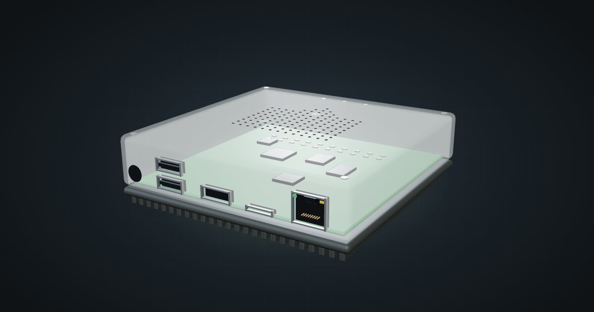 3D render of the Nabu Casa Home Assistant Green hub, front three-quarter view on a dark studio backdrop